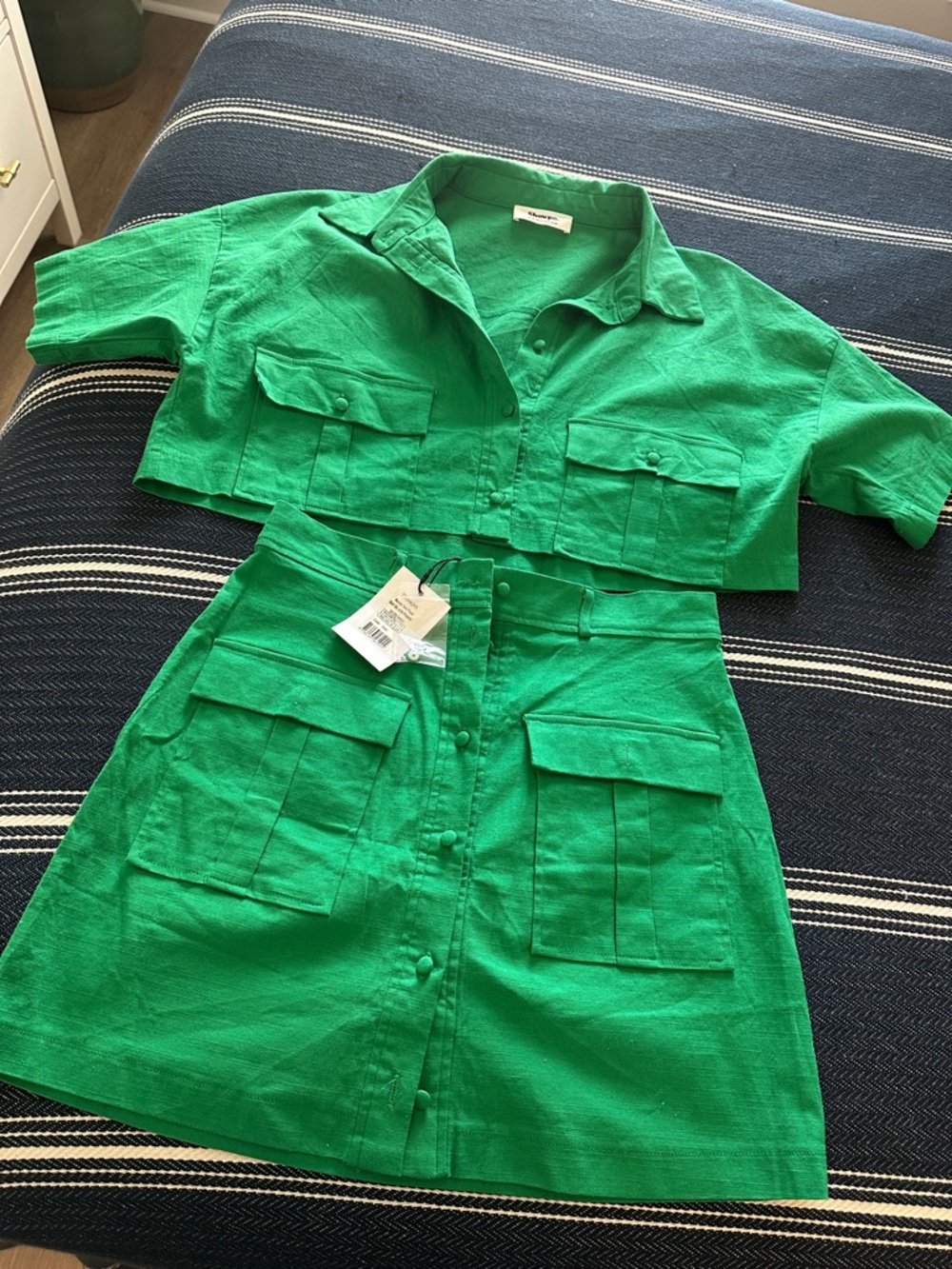 Showpo Bright Green Utility Mini Skirt SET - Picture 2 of 2